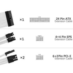 PSU ATX 24핀 확장 케이블 나일론 편조 8 6  2 코드 마더보드 컴퓨터 PC 케이스 전원 키트