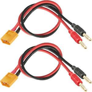 2쌍 XT60 충전 케이블 커넥터 플러그-4mm 바나나 어댑터 14AWG 30cm RC 배터리