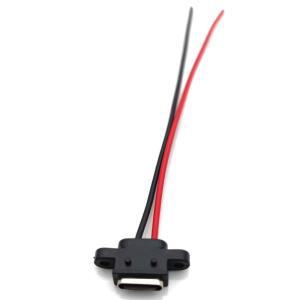 TYPE-C 2P 암형 베이스 와이어 포함 용접형 방수 수직 포인트 USB 헤드 전기 충전