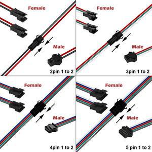 15cm 2pin SM LED 커넥터 확장 분배기 케이블 CCT RGB WS2812B 스트립 빛 암커넥터 와이어에 남성