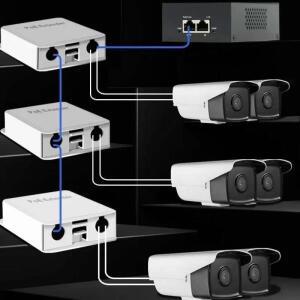 5포트 POE 익스텐더 4포트 리피터 실외 방수 100/1000Mbps 네트워크 스위치 IP55 VLAN 44-57V IP 카메라 무