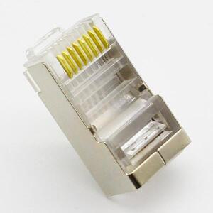 STP 이더넷 케이블 스위치 모뎀용 차폐 네트워크 커넥터 Cat6 RJ45 플러그 8p8c 단자 50개