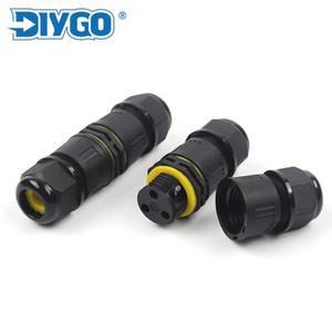 야외 방수 커넥터 나사 접합 단자 케이블 와이어 전원 연결용 자외선 차단 IP68 M16-2P 3P 3-10mm