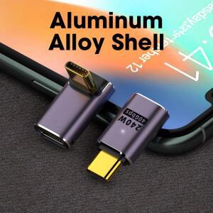 MacBook 호환 40Gbps  USB C OTG U 자형 직선 각도 수-암 어댑터 용 4.0 PD 240W 8K 60Hz 충전기 커넥터
