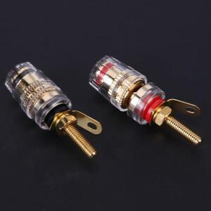 2pcs/lot 4mm 금도금 앰프 스피커 바인딩 포스트 커넥터 어댑터 소켓 바나나 플러그용 쉘 황동 단자 너트
