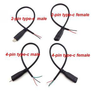 수-암 2핀 4핀 라인 마이크로USB 2.0 Type-C 충전기 전선 커넥터 전원 어댑터 연장 케이블 Q1