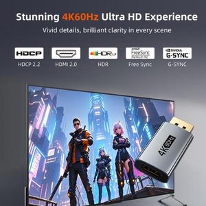 4K60Hz DP-HDMI 어댑터 디스플레이 변환기 DP Male-HDMI Female 변환기PC TV PC 노트북 프로젝터용