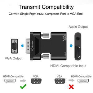 HDMI-compatible to VGA Adapter with 3.5mm Audio Cable For PC Laptop TV Box Projector HD 1080P Conver