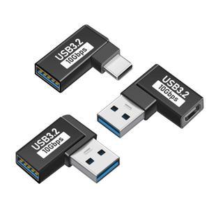 90도 타입C USB 3.0 여성 데이터 OTG 변환기 남성 10Gbps  어댑터 충전