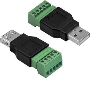USB 2.0 타입 A 남성/여성 - 5핀 나사형 블록 커넥터 잭 쉴드 포함 USB2.0 단자 플러그 변환 어댑터