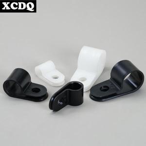 100pcs 화이트 R 모양 케이블 클립 나사 고정 나일론 PA66 플라스틱 책상 사무실 전선 홀더 패스너 관리