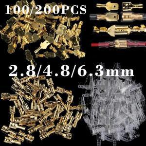 100/200pcs 전선 커넥터세트 2.8/4.8/6.3mm 여성 남성 압착 단자 골드 황동/실버 자동차 스피커