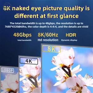 MINGCVIL 48Gbps HDMI 호환 2.1 케이블 1m 2m 3m 5m 8K 60Hz 4K 120Hz HDR 3D 효과 비디오 HDTV PC용