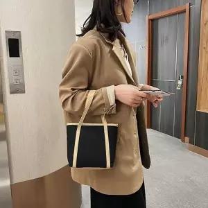 편안한 캔버스 백팩 가벼운 블랙 토트 백 캠퍼스 학생 백
