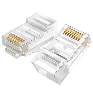 50/100개 Cat5 RJ45 커넥터 모듈 플러그 1000Mbps 이더넷 케이블 어댑터 금도금 네트워크 크리스탈 헤드