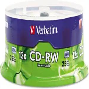 버바팀 CD-RW 700MB 2X-12X 재작성 미디어 디스크 - 25팩 스핀들