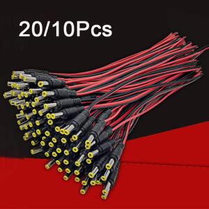 20/10개 5.5 X 2.1mm 암수커넥터 12V DC 전원 점퍼케이블 케이블 잭 CCTV 카메라 커넥터 테일 연장 와이어