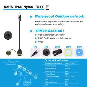 방수 커넥터 RJ45 수-암 패널 마운트  아연 합금 바디 PA66 플라스틱 구리 접촉 250mm 8p8c 1pcs