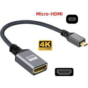 마이크로 HDMI-HDMI 어댑터 수-암 케이블 HDMI 2.0 4K@60Hz HDR 3D Dolby 18Gbps  길이 20cm/7.87인치