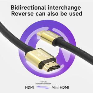 미니 HDMI-HDMI 호환 케이블 8K@60Hz 4K@120Hz  HDMI-미니 HDTV용 양방향 2.1 코드