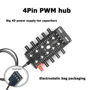 PC 쿨러 팬 허브 1 ~ 10 12V 4핀 PWM 분배기 확장  소켓 집중 장치