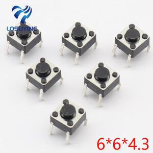 50개 6x6x4.3MM 4핀 G89 촉각 택트 푸시 버튼 마이크로 스위치 직접 플러그인 셀프 리셋 DIP 상단 구리