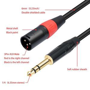 잭6.35mm 1/4 TRS 스테레오-더블 XLR 수 오디오 케이블 연장 Y 분배기