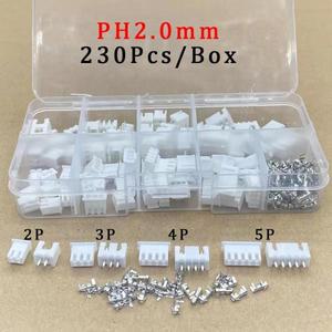 230pcs PH2.0 2p 3p 4p 5핀 2.0mm 피치 단자 키트/하우징/핀 헤더 JST 커넥터 와이어 어댑터 3D프린터 용 P