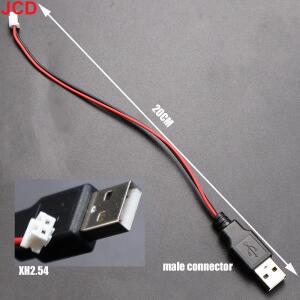 1개 USB 남성 여성 헤드 XH2.54-2P 단자 와이어 2코어 전원 케이블 소켓 PH2.0 어댑터