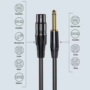 녹음 연장 라인 용 XLR 수 암 케이블에 6.5mm 밸런스드 믹서 스피커 앰프 라이브 마이크