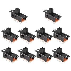 Super 10pcs  손잡이 6핀 3 위치 DPDT 패널 슬라이드 0.5A 50V DC