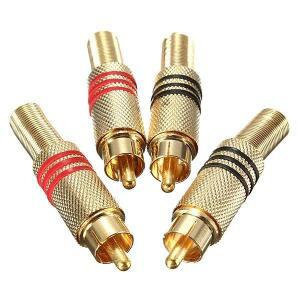 4pcs 2Pair 골드 RCA 포노 수커넥터 솔더 오디오 비디오 케이블 어댑터 커넥터 스피커에 적합