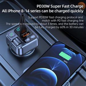 자동차 블루투스 수신기 USB U 디스크 읽기 PD20w 충전 디지털 디스플레이 핸드폰 어댑터 FM 송신기 핸드폰
