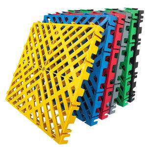 PVC 배수 매트 30cm 조립 컬럼 개입 바닥 15mm 접지 작업장 현관 세차장 30x30 6개 미끄럼 회색