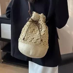 캐주얼 라탄 버킷백 여성 복조리 핸드백 데일리