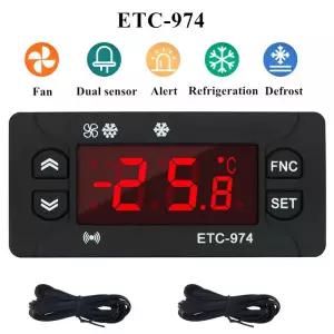 온습도시계 ETC-974 온도 냉장고 해동 가열 제어 기듀얼 NTC 센서 220V
