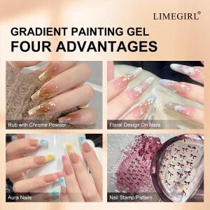 LIMEGIRL 그라디언트 젤 세트 반영구적-고광택-그라디언트- 네일 폴리쉬 키트 아트 디자인을 위한 쏙 오프