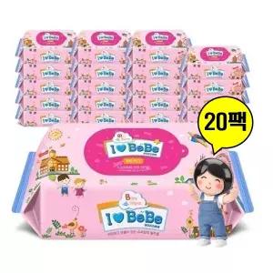 아이러브베베 아기물티슈 100매 20팩 캡형 대용량 유아물티슈