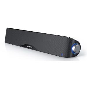 나일론 컴퓨터 스피커 블루투스 3.5mm 보조 하이파이 스테레오 사운드 바 데스크톱 PC 노트북 모니터용 USB/USB-C 전원 내장 마이크 헤드폰