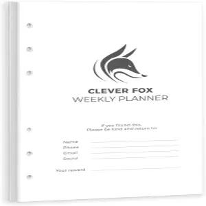 Clever Fox 주간 플래너 바인더 리필 - 12개월 페이지 세트 시간 관리 및 작업을 위한 할 일 목록이 있는