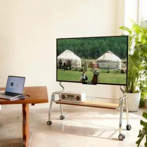 모던 티비 스텐드 심플 레트로 바퀴 TV 걸이 미니멀