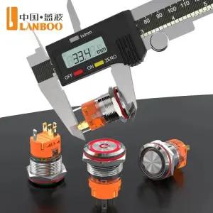 푸쉬락스위치 푸쉬온 LANBOO 플랫 헤드 푸시 버튼 스위치 잠금 19mm 래칭 순간 LED 금속 1NO1NC 2NO2NC