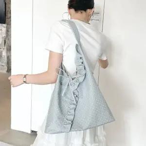 [다잇템]여자 리본 장식 캔버스 프릴 숄더백 가방