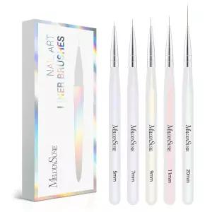 멜로디수지 5Pcs 네일 아트 라이너 브러시 전문 젤 폴리쉬 페인팅 디자인 펜 세트 얇은 긴 선 작은 디테일
