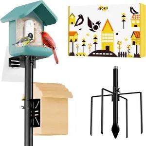 iBorn 카메라 버드 피더 폴 3in1 야외용 호환 63인치 조절 가능 높이 하우스 마운트 키트 브래킷 스마트