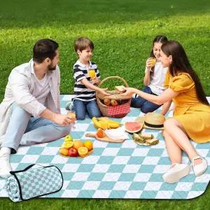 브리튼 워터프루프 피크닉 야외 담요 79인치 x 59인치 샌드프루프 접이식 대형 해변 캠핑 공원 여행 콘서트