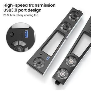 게임 쿨러 팬 LED 조명 소음 감소   냉각 시스템 3개의 PS5 호환 슬림 콘솔용 액세서리