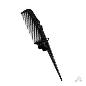 검은색 꽃 장식 꼬리빗 접이식 휴대용 브러쉬 블랙 머리빗 헤어브러시-WFO5AAK