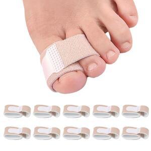 HAMMER TOE 스트레이트너 교정기 10팩 부드러운 할럭스 중첩 구부러짐 부러진 모반 있는 프로텍터 여성 부목 발가락 정렬을 위한 엄지 남성용 패드가
