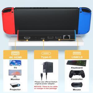닌텐도 호환 스위치/스위치 OLED용 TV 도킹 스테이션 LAN 포트/4K HDMI 어댑터/USB 2.0/Type C 포트 충전